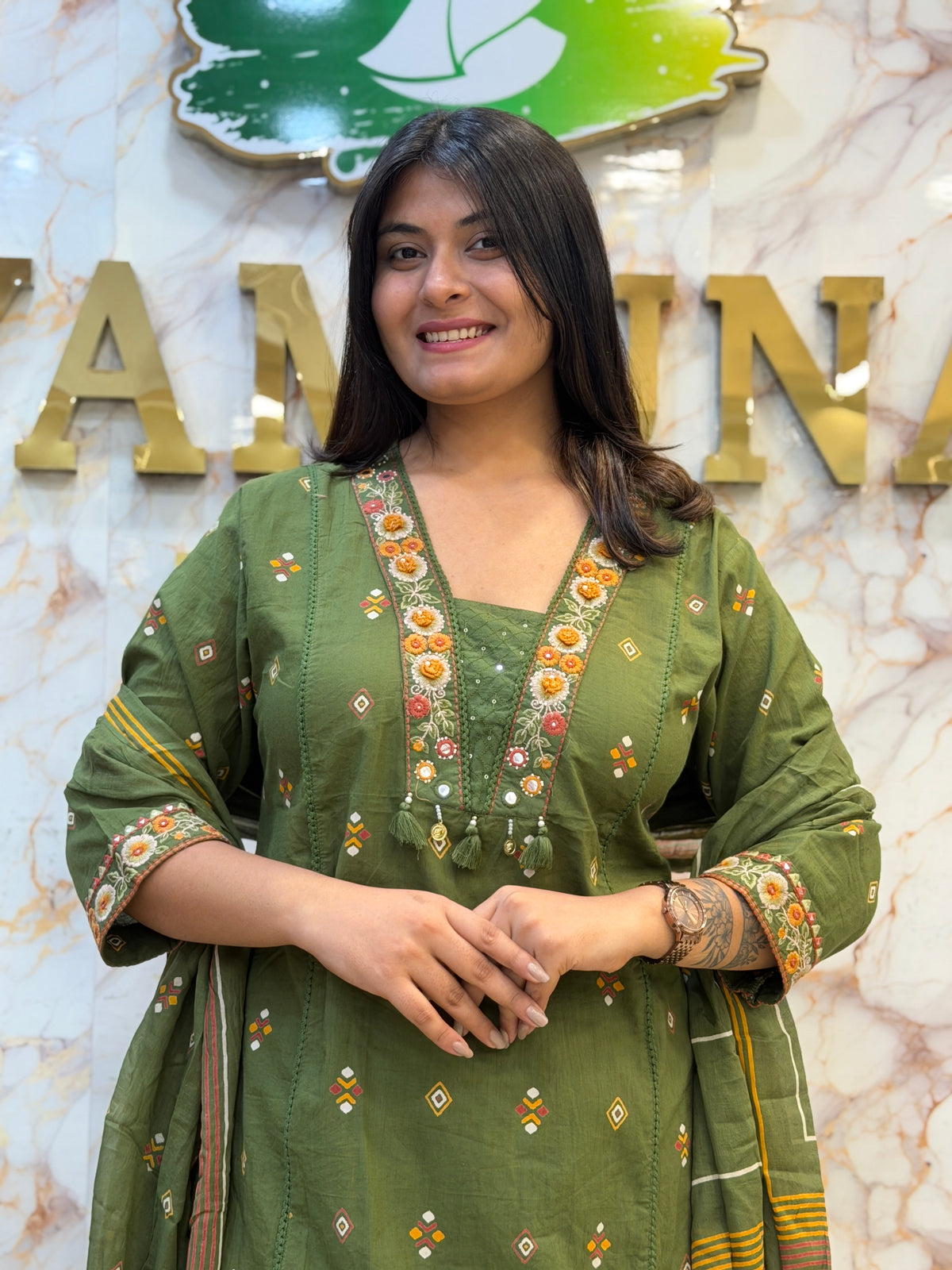 🌿 Ethnic Kurti Pant Dupatta Set