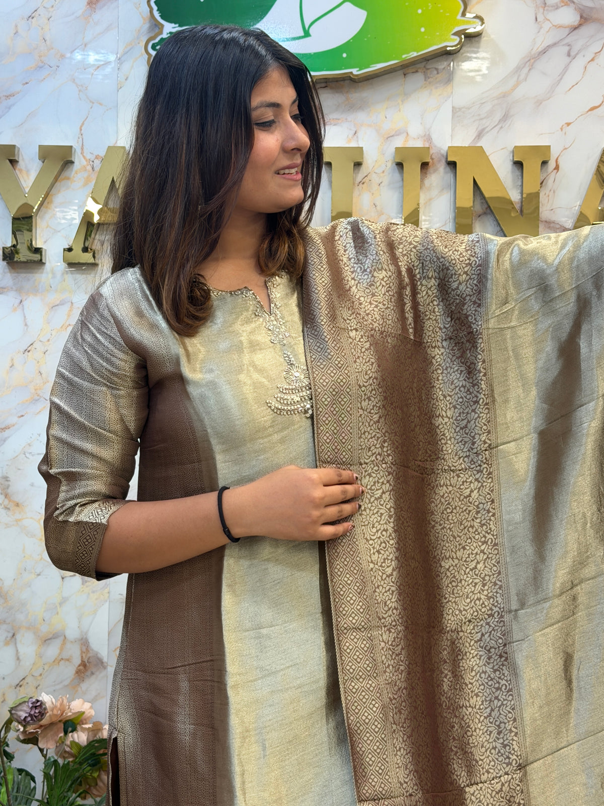 Banarasi Elegance in Giraffe Silk