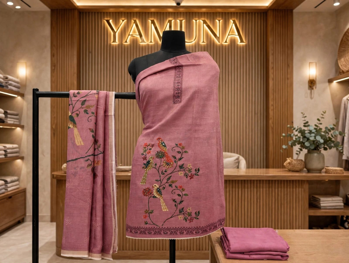 🌸 Rosewood Bloom – Designer Dress Material ✨