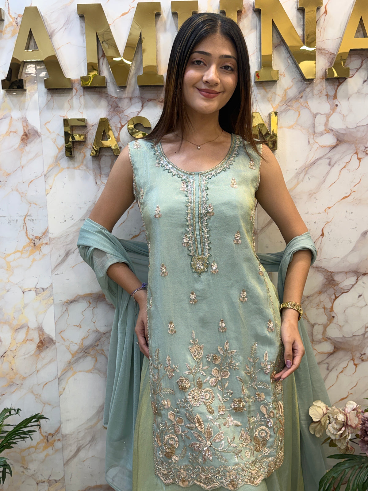 Premium Hand-Embroidered indo western dress