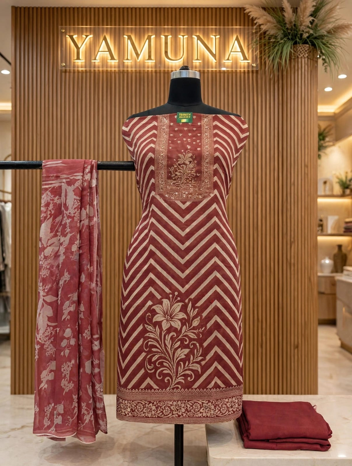 🌹 Ruby Blossom – Designer Printed Dress Material ✨