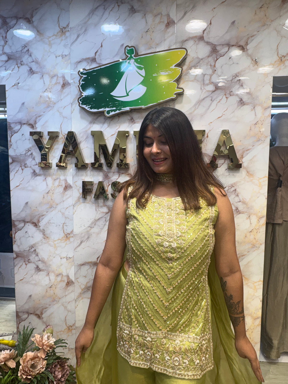 💚 Lime Luxe Indo-Western Set