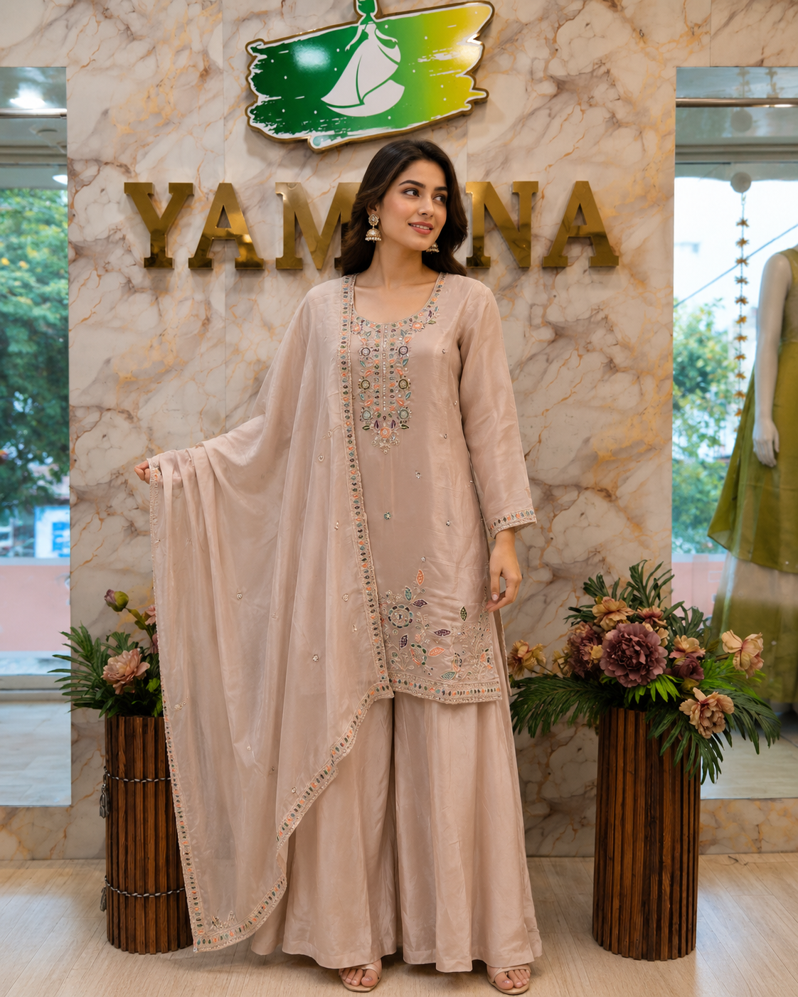 Crepe Silk Handwork Kurti Set