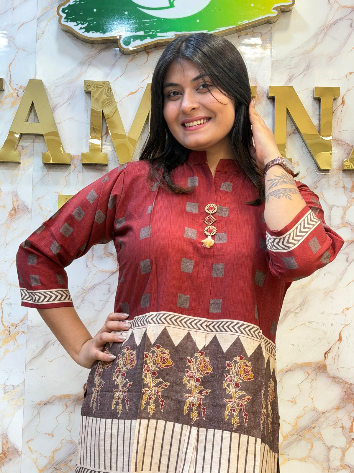 ❤️ Maroon Printed designer co-ord set