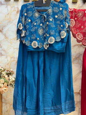 ✨ Drape Diva – Crepe Silk Indo-Western Set