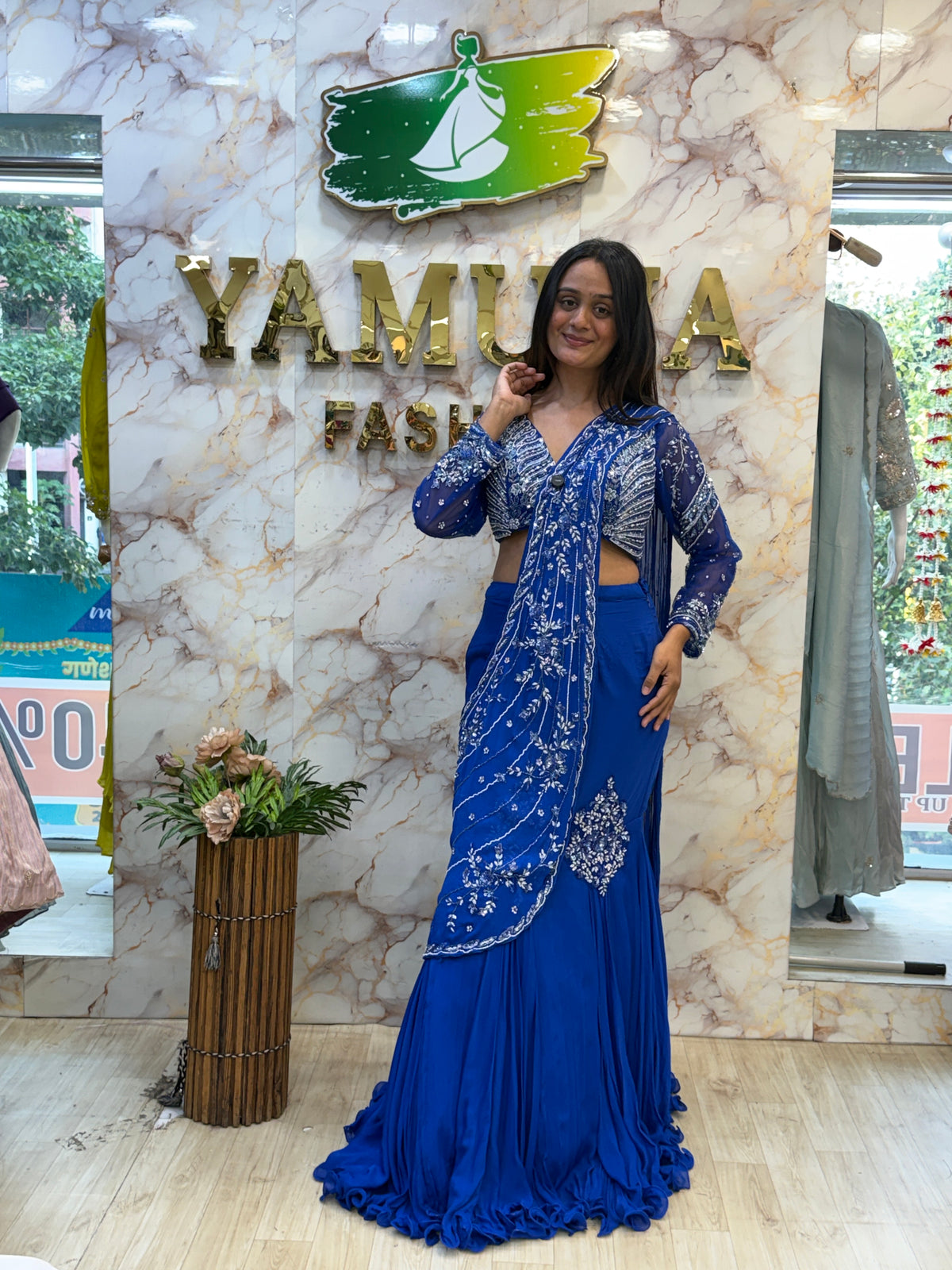 💙 Royal Blue Embroidered Indo-Western