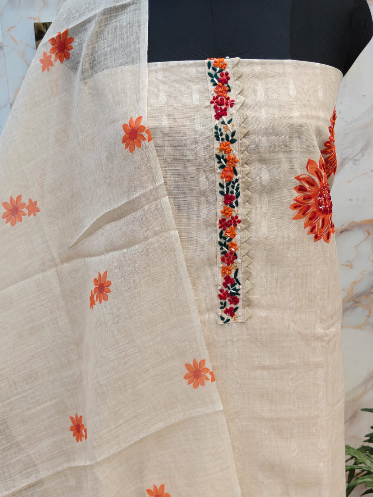 Elegant Linen Print Dress Material ✨
