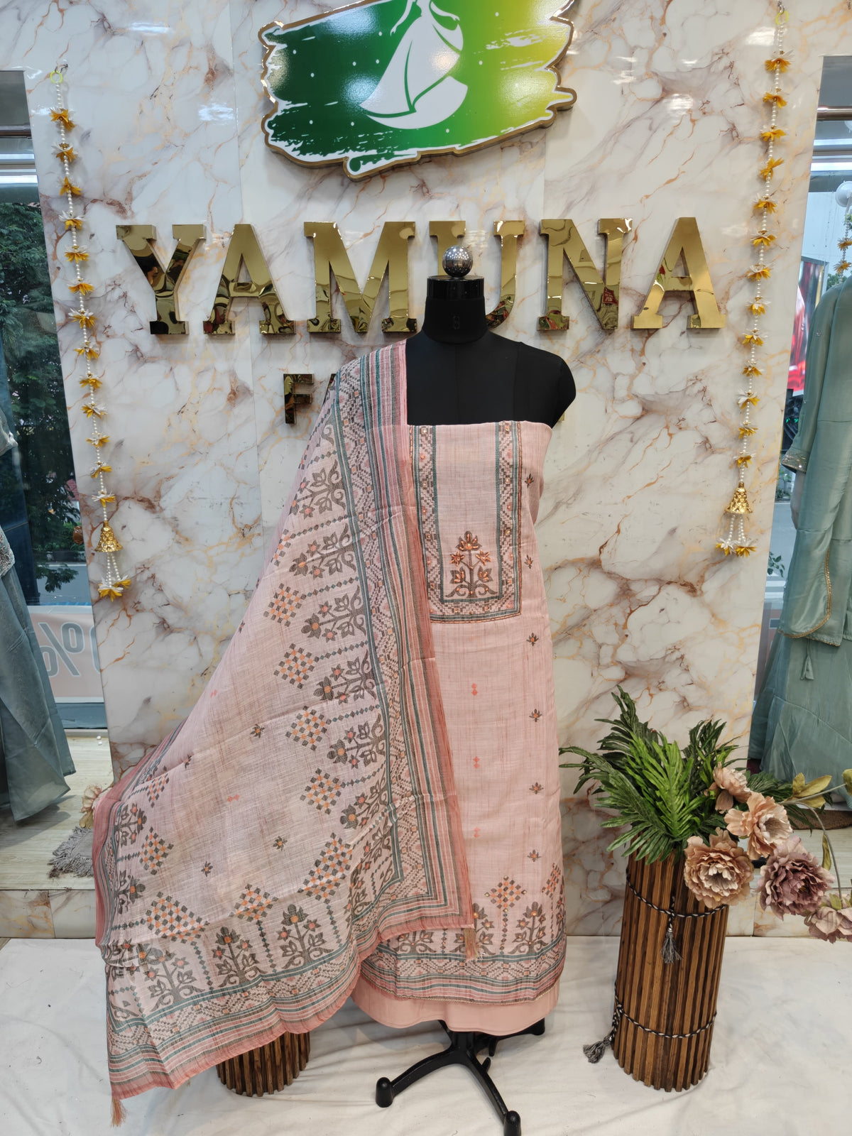 Elegant Linen Print Dress Material ✨
